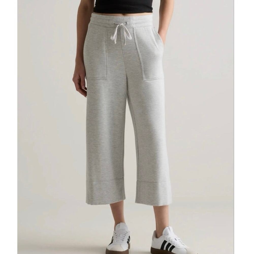 Quince SuperSoft Fleece Wide Leg Crop Pants Heather Grey Sizes S,L,XL NWOT
